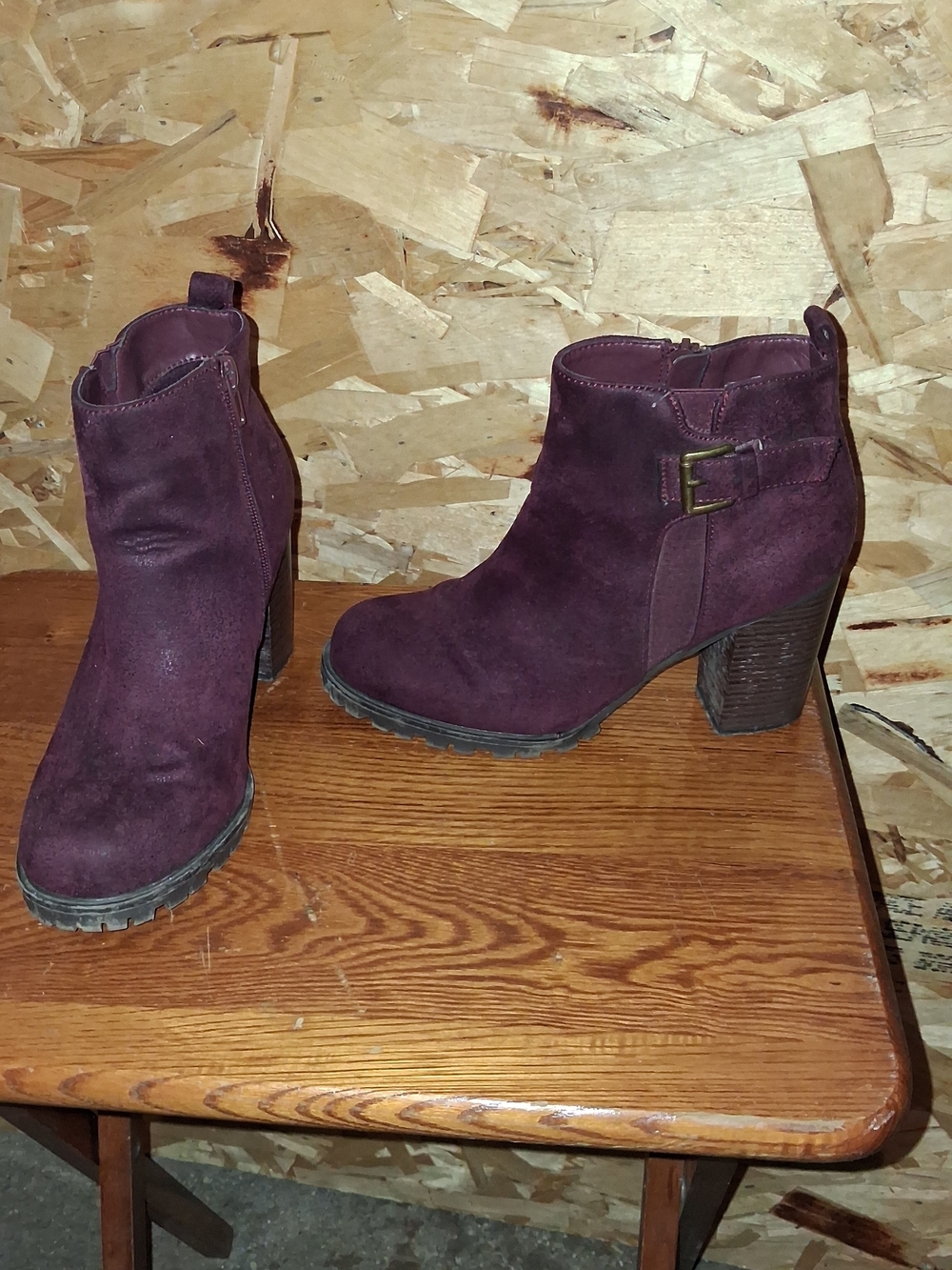 Sugar Women’s Burgundy Suede Block Heel Ankle Boots